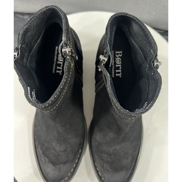 Born Alana Dual Zip Ankle Boots Booties Leather Boho Moto Womens Size 7.5 Black - Picture 11 of 14
